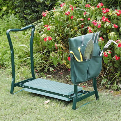Foldable Garden Kneeler Bench with Cushion Seat Pad and Tool Pouch